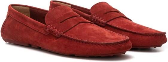 Bally Bordeaux Suede Penny Loafer Red Heren