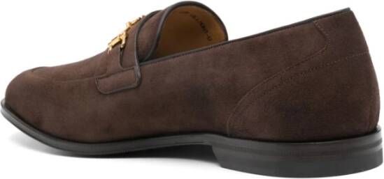 Bally Koffiebruin Leren Gestapelde Hak Schoenen