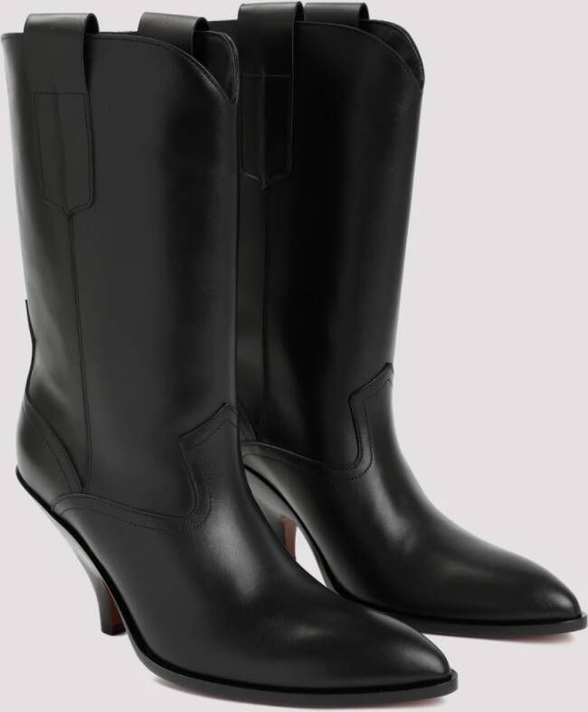 Bally Zwarte Leren Enkellaarzen Black Dames