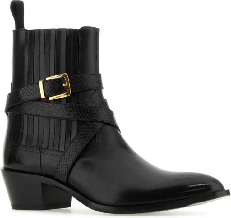 Bally Zwarte Leren Enkellaarzen Black Heren