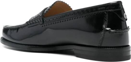 Bally Zwarte Leren Geperforeerde Platte Schoenen