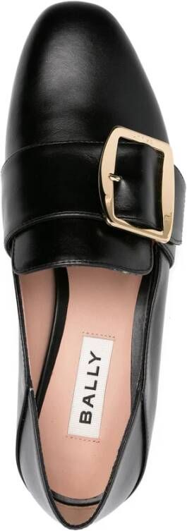 Bally Zwarte Leren Instap Platte Schoenen