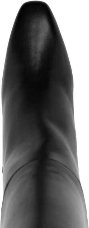 Bally Zwarte Leren Kniehoge Laarzen met Hak Black Dames