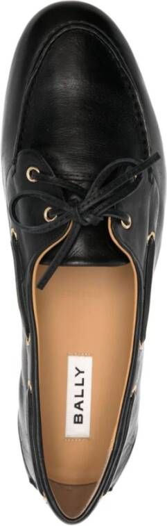 Bally Zwarte Leren Platte Schoenen