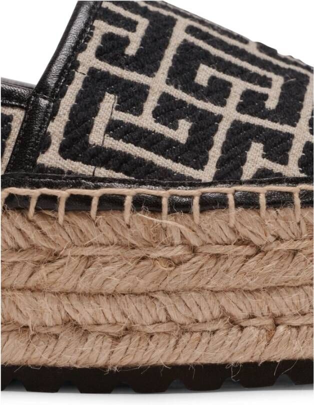 Balmain Alex canvas espadrilles met PB Labyrinth monogram Black Dames