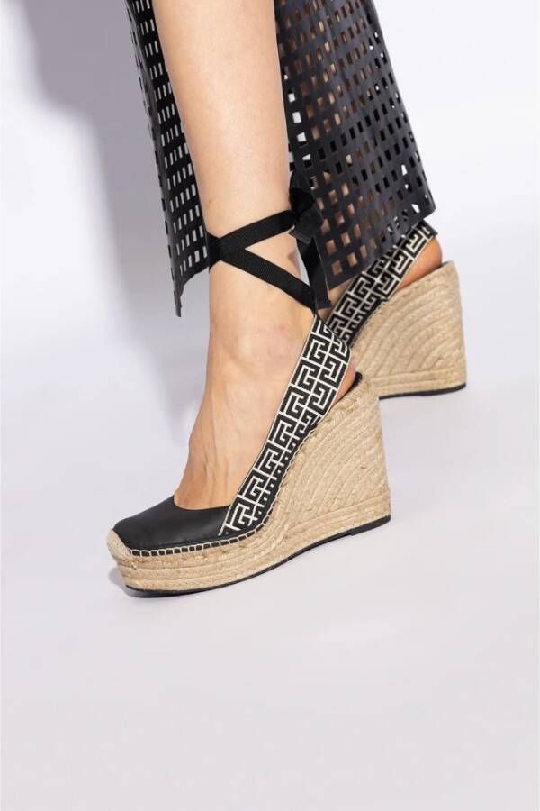 Balmain Alex Monogram wedge espadrilles Black Dames