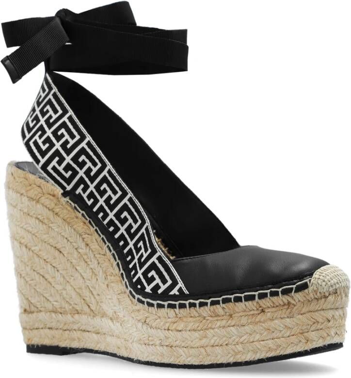 Balmain Alex monogram jacquard en leren espadrilles Black Dames - Foto 4