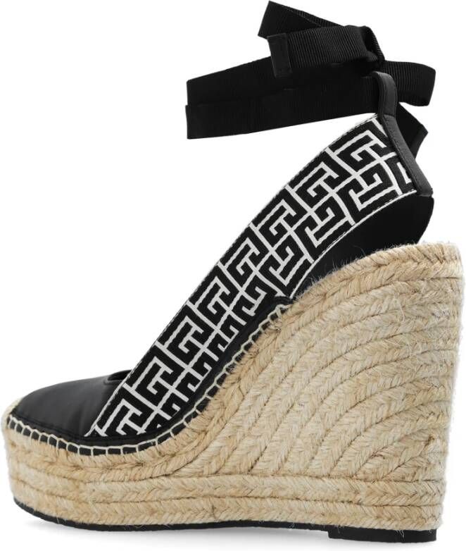 Balmain Alex Monogram wedge espadrilles Black Dames