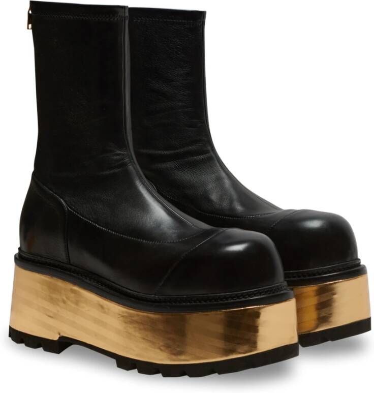 Balmain Leather platform boots Zwart Dames