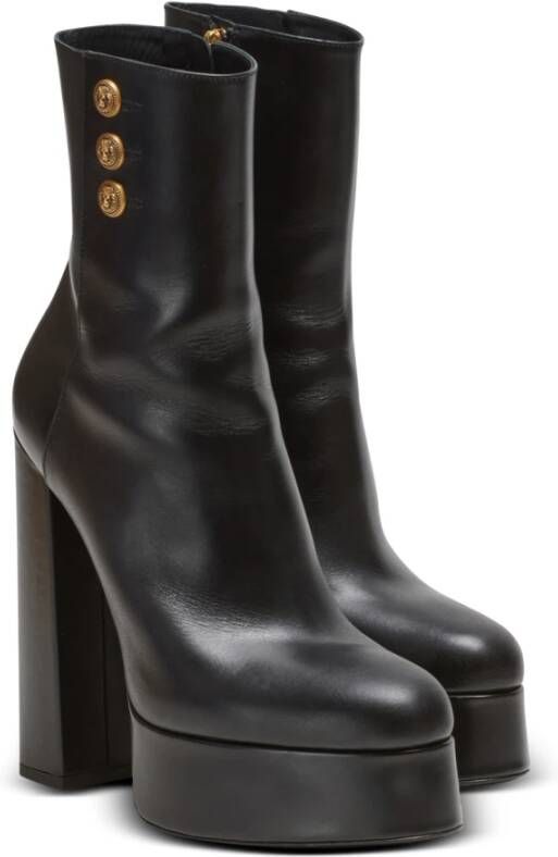 Balmain Bottines Brune en cuir Zwart Dames