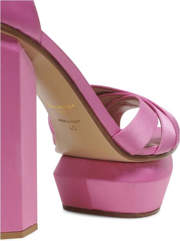 Balmain Ava satijnen platform sandalen Roze Dames