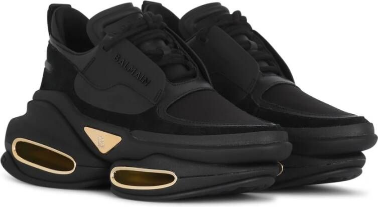 Balmain B-Bold lage sneakers van neopreen en suède Zwart Dames