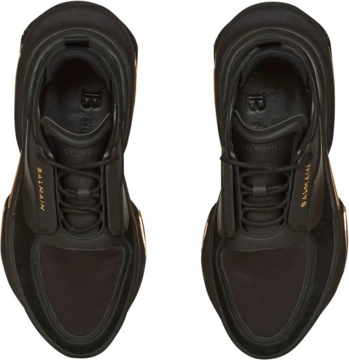 Balmain B-Bold sneakers van leer en suède Black Heren