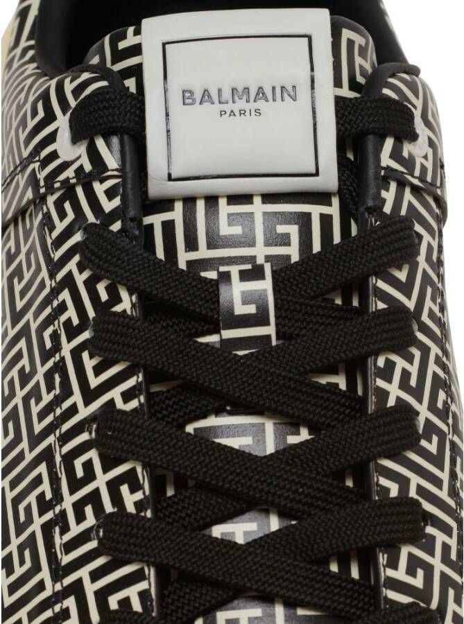 Balmain B-Court Flip trainers in monogram PB Labyrinth kalfsleer Black Heren
