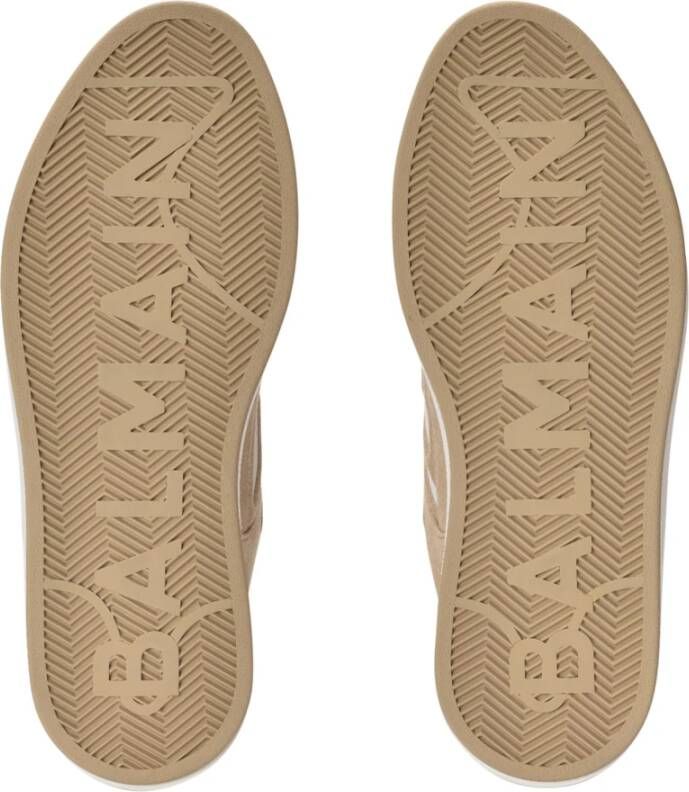 Balmain B-Court Skate trainers in fleece en kalfsleer Beige Dames