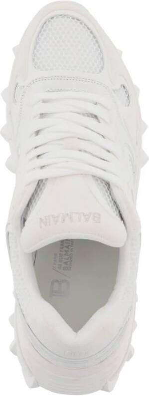 Balmain Leren sneakers met mesh inzetstukken White Heren