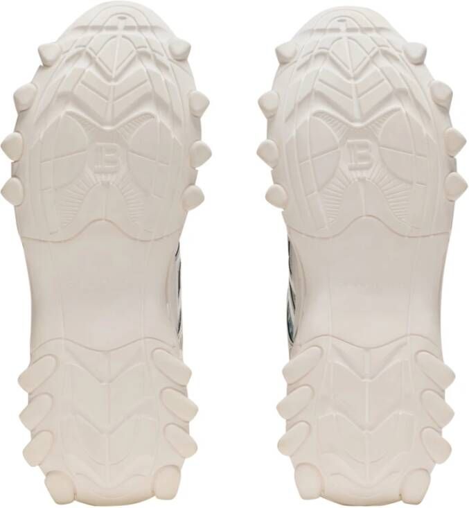 Balmain B-east Trainers In Monogrammed Pb Labyrinth Denim Blue Dames
