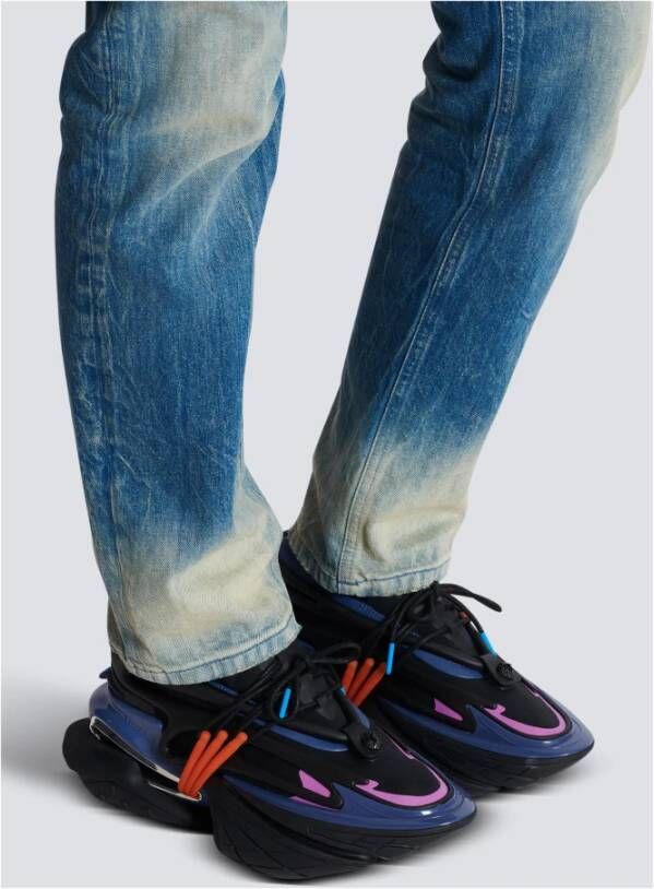 Balmain Eenhoorn lage sneakers van neopreen en kalfsleer Multicolor Heren