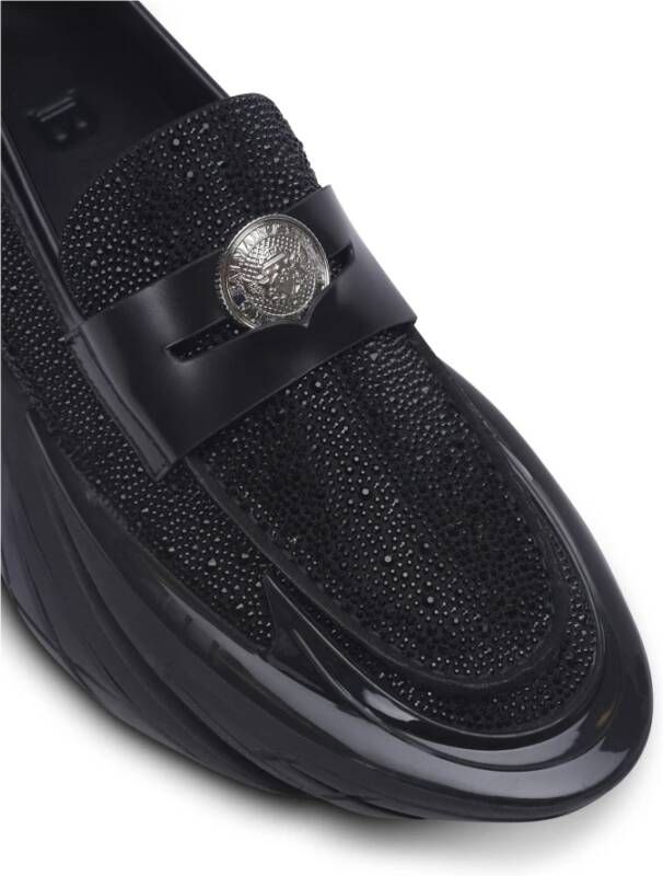 Balmain Eenhoorn loafers in strass kalfsleer Black Heren