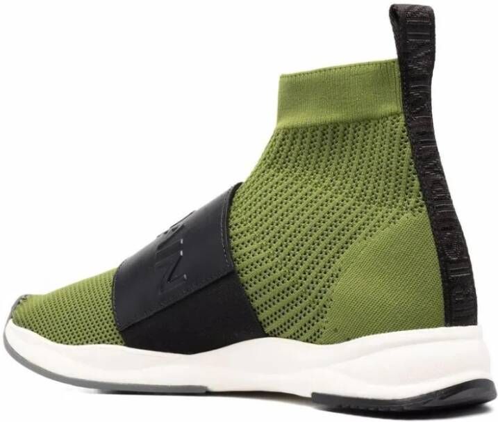 Balmain Groene Elegante Gesloten Platte Sneakers Green Heren