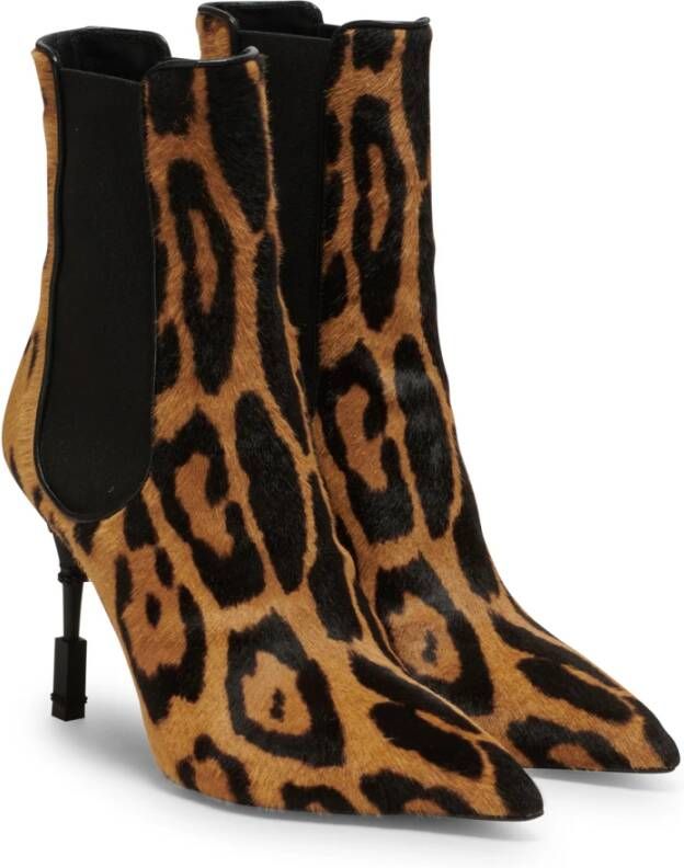 Balmain Moneta leopard print leather ankle boots Bruin Dames
