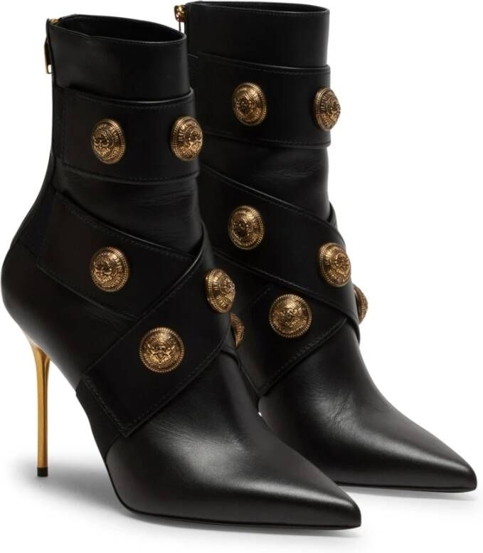 Balmain Alma leather ankle boots Zwart Dames