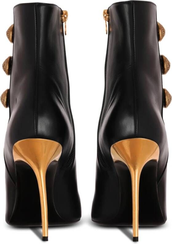 Balmain Stiletto enkellaarzen verfraaid met knoop Zwart - Foto 3