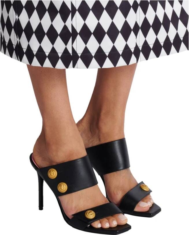 Balmain Heeled Eva-muiltjes van kalfsleer Black Dames