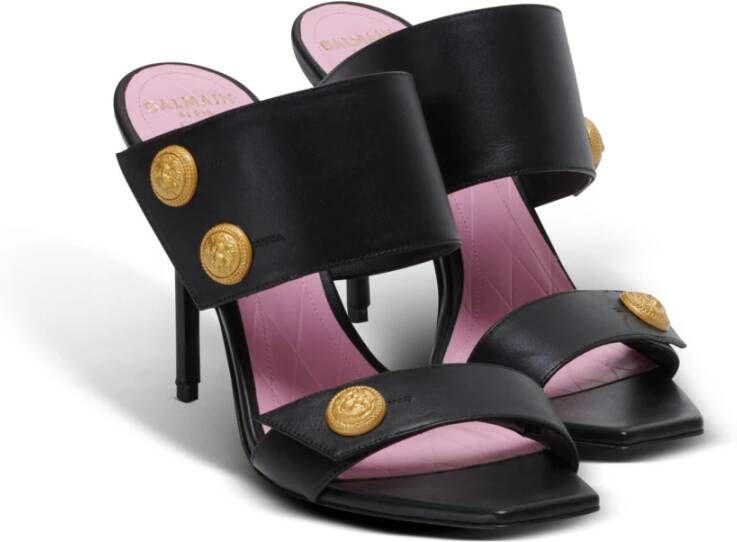 Balmain Heeled Eva-muiltjes van kalfsleer Black Dames