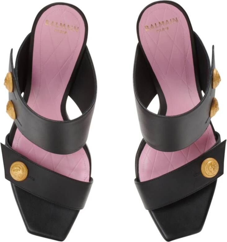 Balmain Heeled Eva-muiltjes van kalfsleer Black Dames