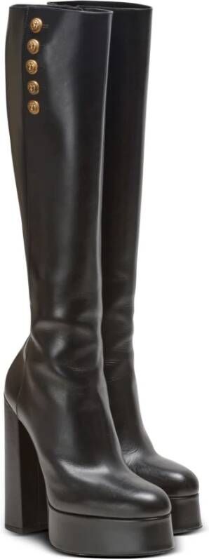 Balmain Bottes Brune en cuir Zwart Dames