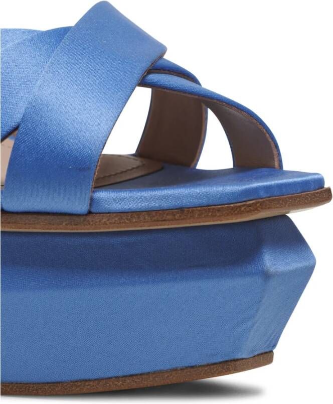 Balmain Ava satin platform sandals Blauw Dames