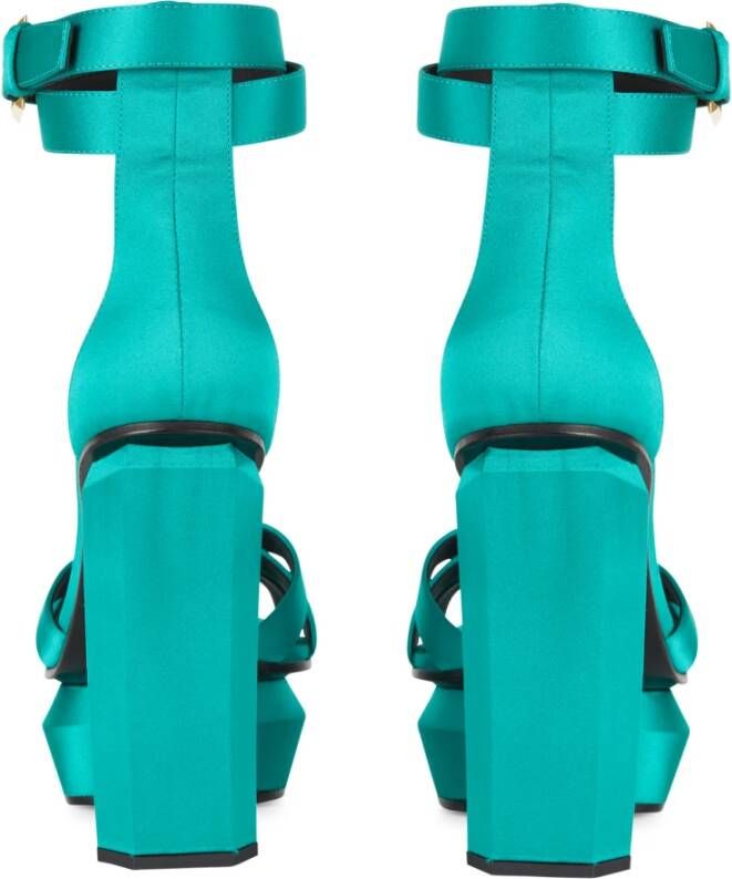 Balmain Ava satin platform sandals Groen Dames