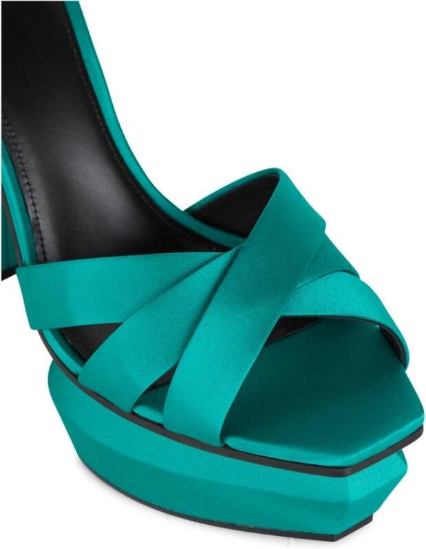 Balmain Ava satin platform sandals Groen Dames