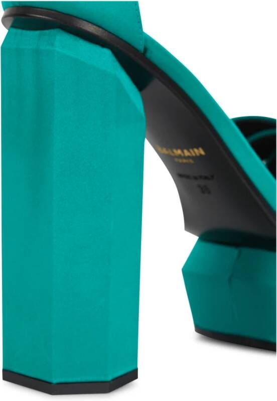 Balmain Ava satin platform sandals Groen Dames