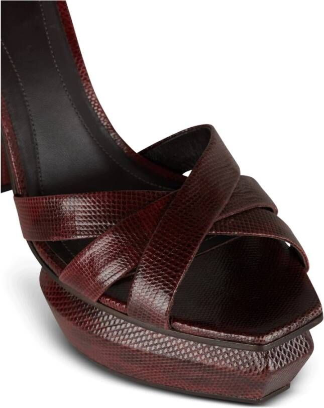 Balmain Ava Karung leather platform sandals Rood Dames