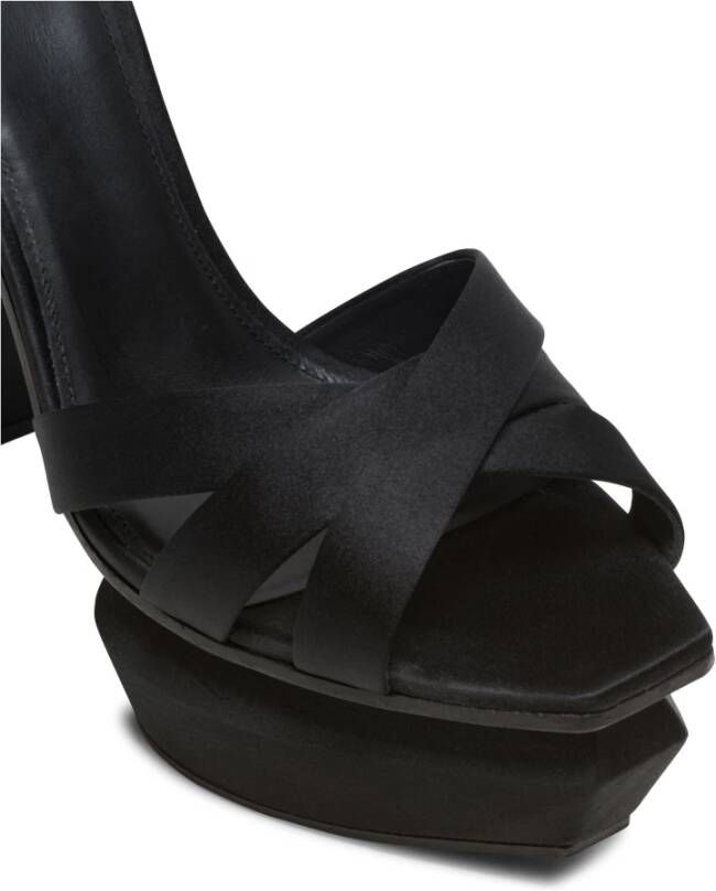 Balmain Ava satin platform sandals Zwart Dames
