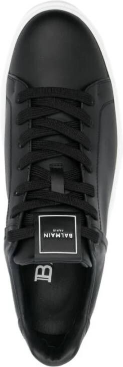Balmain Zwarte leren vetersneaker Black Heren