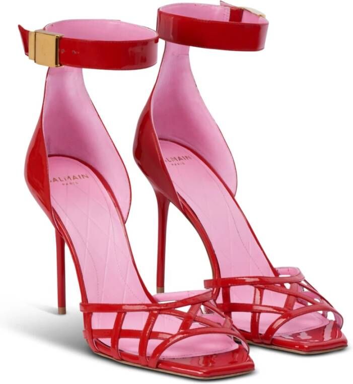 Balmain Lakleren Uma sandalen met opengewerkt rooster Red Dames