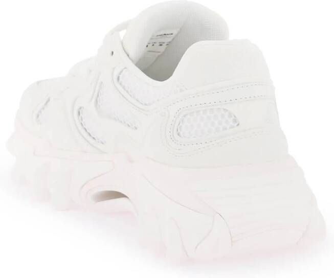 Balmain Leren en mesh sneakers met geborduurd logo White Dames