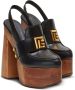 Balmain Mocassin met plateauzool Bonnie van leer en hout Zwart Dames - Thumbnail 2