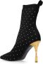 Balmain Moneta enkellaarzen met strass gebreid Black Dames - Thumbnail 7