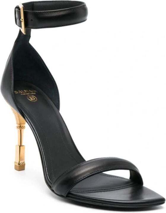 Balmain Moneta Leren Sandalen Black Dames