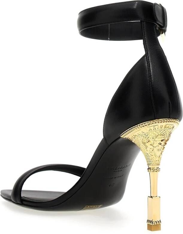 Balmain Moneta Leren Sandalen Black Dames