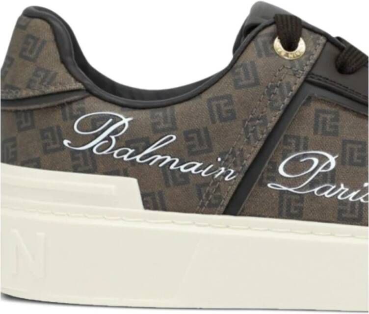 Balmain Monogram Sneakers met Paneelontwerp Brown Dames