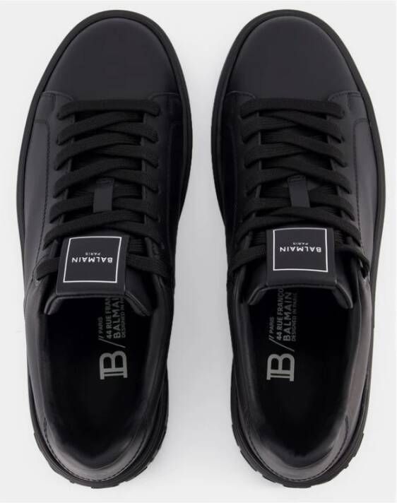Balmain Noir Court Sneakers Glad kalfsleer Zwart Heren