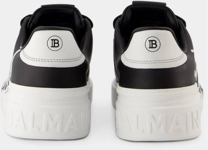 Balmain Noir Court Sneakers Glad kalfsleer Zwart Heren
