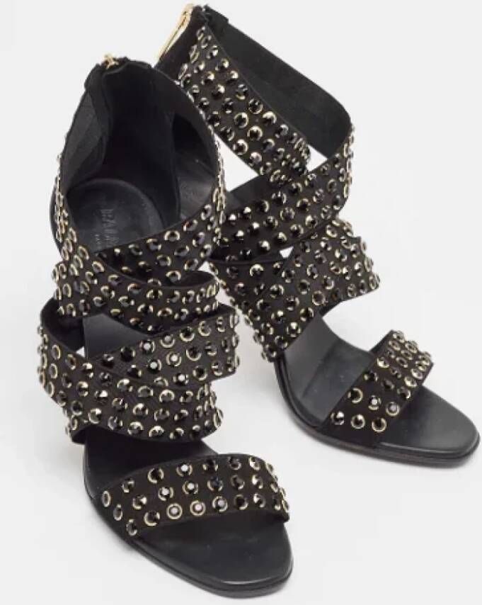 Balmain Pre-owned Fabric sandals Black Dames