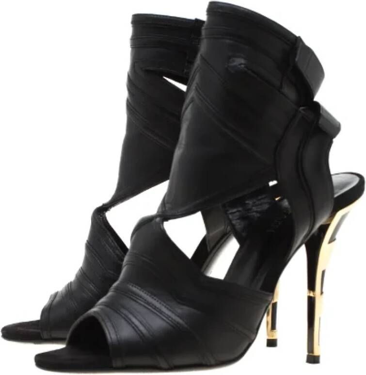 Balmain Pre-owned Leather sandals Black Dames