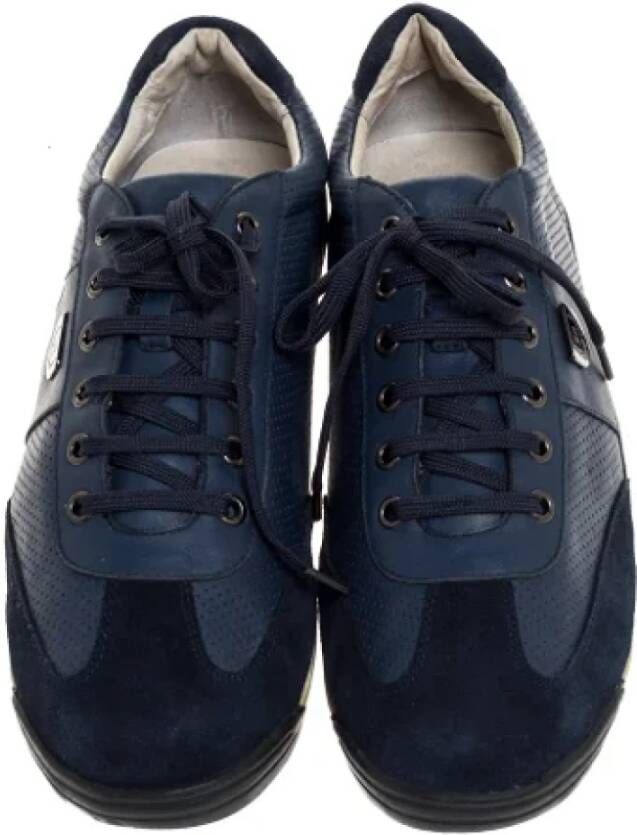 Balmain Pre-owned Leather sneakers Blue Dames